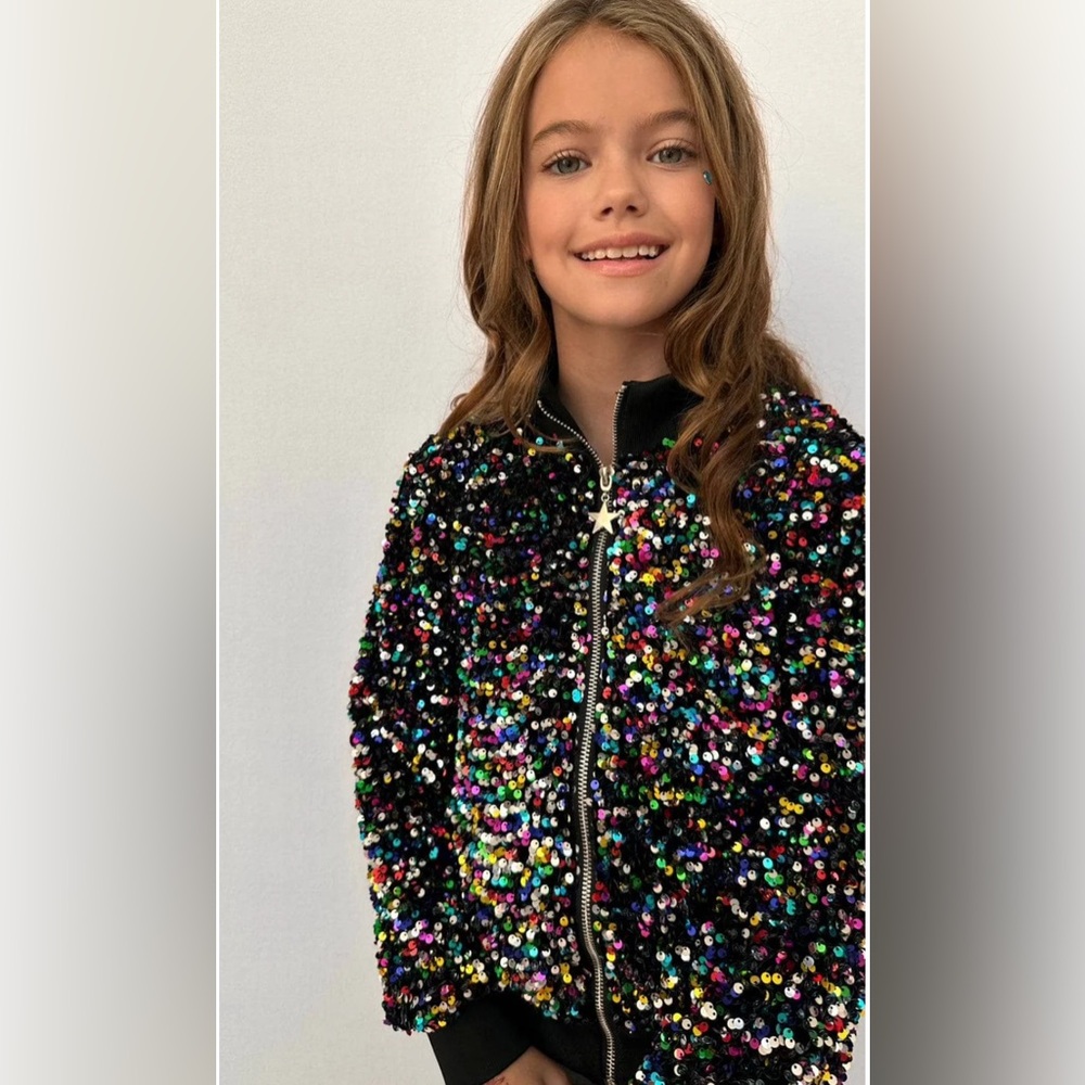 Lola and the Boys Multicolor Sequin Kids Jacket and pants set